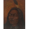 OIL ON BOARD PAINTING INDIAN CHIEF SIGNED J FLECK PIC-1