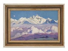 RUSSIAN PAINTING TIBETAN LANDSCAPE SIGNED ROERICH