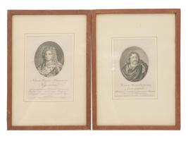 TWO ANTIQUE RUSSIAN PORTRAIT ENGRAVED ETCHINGS