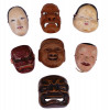 ANTIQUE JAPANESE NETSUKE WOOD CERAMIC NOH MASKS PIC-0