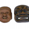 ANTIQUE JAPANESE NETSUKE WOOD CERAMIC NOH MASKS PIC-4