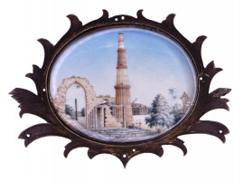 ANTIQUE 19TH C. QUTUB MINAR MINIATURE PAINTING