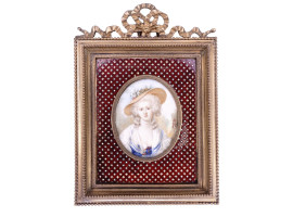 VICTORIAN BRITISH MINIATURE PAINTING BRONZE FRAME