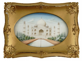 ANTIQUE 19TH C. TAJ MAHAL MINIATURE PAINTING