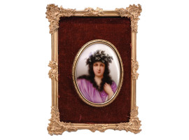 ANTIQUE 19TH C. FRENCH MINIATURE PAINTING MUSE