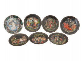 RUSSIAN HAND PAINTED FAIRY TALE DECORATIVE PLATES