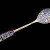 RUSSIAN SILVER, ENAMEL TEA GLASS HOLDER AND SPOON PIC-6