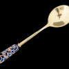 RUSSIAN SILVER, ENAMEL TEA GLASS HOLDER AND SPOON PIC-7