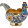 RUSSIAN GILT SILVER CLOISONNE ENAMEL BIRD KOVSH PIC-3