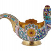 RUSSIAN GILT SILVER CLOISONNE ENAMEL BIRD KOVSH PIC-5