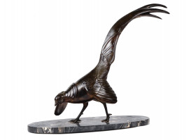 FRENCH ART DECO BRONZE PHEASANT BIRD SCULPTURE