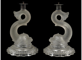 VINTAGE FRENCH BACCARAT DOLPHIN CANDLEHOLDERS