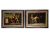 TWO ANTIQUE GLASS PAINTINGS AFTER NICOLAS LANCRET PIC-0