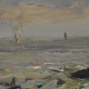 IMPRESSIONIST OIL ON BOARD PAINTING SEA SHORE PIC-2