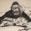 JUDAICA INK PAINTING RABBI BY MOSHE BERNSTEIN PIC-1