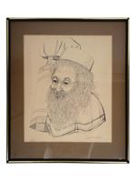 JUDAICA ETCHING RABBI BY JUSTINE RANSON SCHACHTER