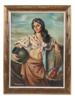 SPANISH WOMAN FISHMONGER OIL PAINTING SIGNED PIC-0