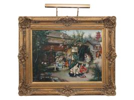 OIL PAINTING JAPANESE COURTYARD SIGNED BY ARTIST