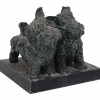 BRONZE PATINATED ALLOY FIGURE OF TERRIER DOGS PIC-2