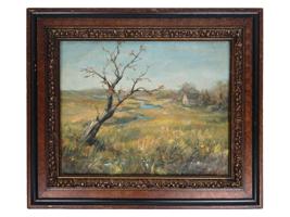 MID CENTURY LANDSCAPE OIL PAINTING SIGNED NEAVEN