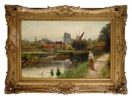 ANTIQUE LANDSCAPE OIL PAINTING BY ERNEST WALBOURN