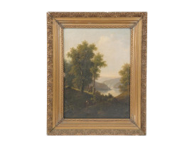 ANTIQUE 19TH CENT PYRENEAN LANDSCAPE OIL PAINTING