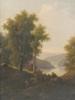 ANTIQUE 19TH CENT PYRENEAN LANDSCAPE OIL PAINTING PIC-1