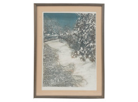 WINTER LANDSCAPE COLOR PRINT SIGNED LOIS POLANSKY