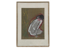 MID CENTURY ABSTRACT PAINTING TWO NUDE FIGURES