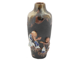 ANTIQUE JAPANESE SUMIDA GAWA VASE W MALE FIGURES