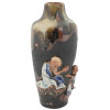 ANTIQUE JAPANESE SUMIDA GAWA VASE W MALE FIGURES PIC-4