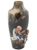 ANTIQUE JAPANESE SUMIDA GAWA VASE W MALE FIGURES