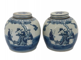 ANTIQUE CHINESE QING DYNASTY BLUE WHITE GINGER JARS