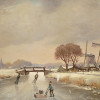 LANDSCAPE PAINTING ICE SKATING SIGNED A WEGGERS PIC-1