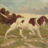 ANTIQUE OIL PAINTING HUNTING DOG SIGNED O FERTING PIC-1