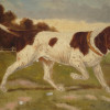 ANTIQUE OIL PAINTING HUNTING DOG SIGNED O FERTING PIC-2