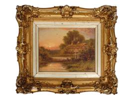 ANTIQUE LANDSCAPE OIL PAINTING BY ROBERT R FENSON