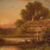 ANTIQUE LANDSCAPE OIL PAINTING BY ROBERT R FENSON PIC-1