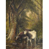 ANTIQUE GERMAN PASTORAL SCENE OIL PAINTING SIGNED PIC-1