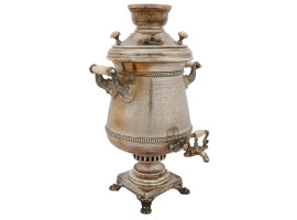 LARGE RUSSIAN 84 SILVER ENGRAVED SAMOVAR