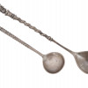 PAIR OF RUSSIAN 84 SILVER SUGAR SPOONS W FIGURINE PIC-0