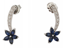 RJM 14K WHITE GOLD DROP EARRINGS WITH SAPPHIRES