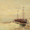 ATTR TO JOHAN JONGKIND DUTCH MARINE OIL PAINTING PIC-1