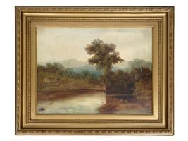ANTIQUE LANDSCAPE OIL PAINTING BY HENRY CLEMENTS