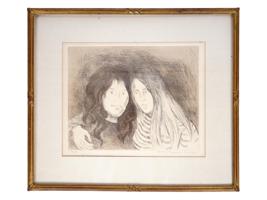 VINTAGE SEPIA ETCHING HAND SIGNED BY RAPHAEL SOYER