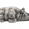 LARGE RUSSIAN CARVED SILVER RHINOCEROS FIGURINE PIC-1