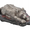 88 RUSSIAN SILVER BEAR ON RHODONITE BASE FIGURINE PIC-1