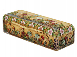 RUSSIAN 88 GILT SILVER CLOISONNE ENAMEL PILL BOX