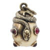 RUSSIAN SILVER EGG PENDANT WITH SNAKE AND STONES PIC-0