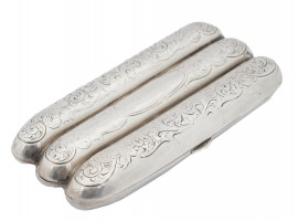 ENGRAVED EDWARDIAN STERLING SILVER CIGAR CASE